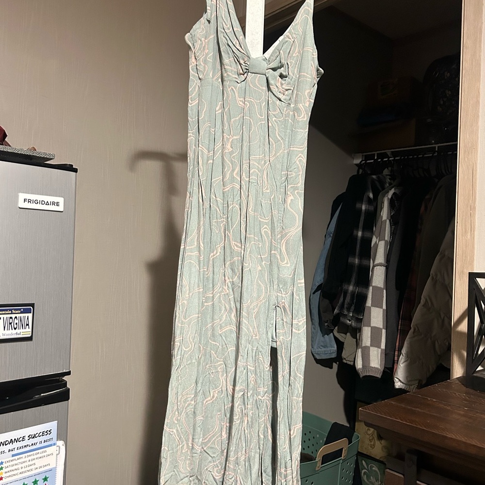 Elegant Green and Pink Maxi Dress